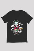 Joker Rockstar Baskılı Unisex Siyah V Yaka Tişört
