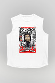 Jonathan Davis KoRn  Baskılı Unisex Beyaz Kolsuz Tişört