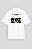 Journey Baskılı Beyaz Unisex Oversize Tişört - Tshirt