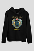 Journey Baskılı Unisex Siyah Kapüşonlu Sweatshirt