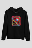 Journey Baskılı Unisex Siyah Kapüşonlu Sweatshirt