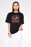 Journey Baskılı Unisex Siyah Oversize Tişört - Tshirt