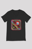 Journey Baskılı Unisex Siyah V Yaka Tişört - Tshirt