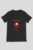 Journey Baskılı Unisex Siyah V Yaka Tişört - Tshirt