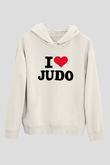 Judo Beyaz Unisex Kapüşonlu Sweatshirt