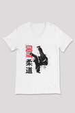 Judo Beyaz Unisex V Yaka Tişört
