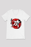 Judo Beyaz Unisex V Yaka Tişört T-Shirt