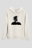 Juice Wrld Baskılı Beyaz Unisex Kapüşonlu Sweatshirt