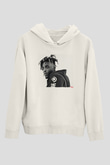 Juice Wrld Baskılı Beyaz Unisex Kapüşonlu Sweatshirt