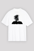 Juice Wrld Baskılı Beyaz Unisex Oversize Tişört - Tshirt