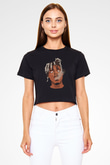 Juice Wrld Baskılı Siyah Crop Top Kadın Tişört - Tshirt
