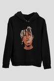 Juice Wrld Baskılı Unisex Siyah Hoodie