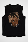 Juice Wrld Baskılı Unisex Siyah Kolsuz Tişört - Tshirt