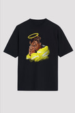 Juice Wrld Baskılı Unisex Siyah Oversize Tişört - Tshirt