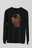 Juice Wrld Baskılı Unisex Siyah Sweatshirt
