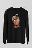 Juice Wrld Baskılı Unisex Siyah Sweatshirt