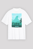 Jumanji Baskılı Beyaz Unisex Oversize Tişört - Tshirt