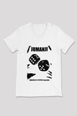 Jumanji Baskılı Beyaz Unisex V Yaka Tişört - Tshirt