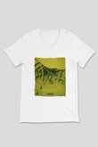 Jumanji Baskılı Beyaz Unisex V Yaka Tişört - Tshirt