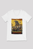 Jumanji Baskılı Beyaz Unisex V Yaka Tişört - Tshirt
