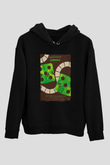 Jumanji Baskılı Unisex Siyah Hoodie