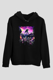 Jumanji Baskılı Unisex Siyah Hoodie