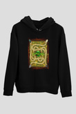 Jumanji Baskılı Unisex Siyah Hoodie