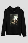 Jumanji Baskılı Unisex Siyah Hoodie