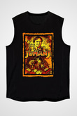Jumanji Baskılı Unisex Siyah Kolsuz Tişört - Tshirt