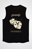 Jumanji Baskılı Unisex Siyah Kolsuz Tişört - Tshirt