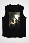 Jumanji Baskılı Unisex Siyah Kolsuz Tişört - Tshirt