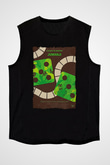 Jumanji Baskılı Unisex Siyah Kolsuz Tişört - Tshirt
