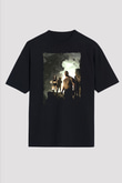 Jumanji Baskılı Unisex Siyah Oversize Tişört - Tshirt