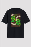 Jumanji Baskılı Unisex Siyah Oversize Tişört - Tshirt