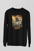 Jumanji Baskılı Unisex Siyah Sweatshirt