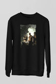 Jumanji Baskılı Unisex Siyah Sweatshirt