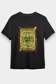 Jumanji Baskılı Unisex Siyah Tişört - Tshirt