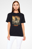 Jumanji Baskılı Unisex Siyah Tişört - Tshirt
