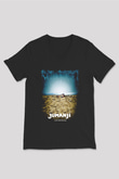 Jumanji Baskılı Unisex Siyah V Yaka Tişört - Tshirt