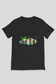 Jumanji Baskılı Unisex Siyah V Yaka Tişört - Tshirt