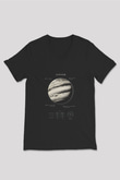 Jüpiter Fiziksel Özellikleri Baskılı Unisex V Yaka Siyah Tİşört - Tshirt