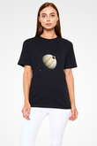 Jüpiter Fotoğraf Baskılı Unisex Siyah Tişört - Tshirt