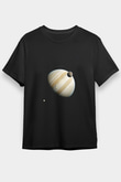 Jüpiter Fotoğraf Baskılı Unisex Siyah Tişört - Tshirt