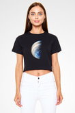 Jüpiter Siyah Crop Top Tişört