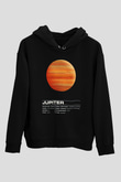 Jüpiter Siyah Unisex Kapüşonlu Sweatshirt