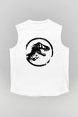 Jurassic Park Beyaz Unisex Kolsuz Tişört