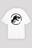 Jurassic Park Beyaz Unisex Oversize Tişört T-Shirt