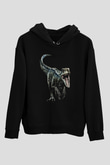 Jurassic Park Siyah Unisex Kapşonlu Sweatshirt