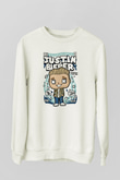 Justin Bieber Baskılı Unisex Beyaz Sweatshirt