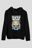 Justin Bieber Baskılı Unisex Siyah Hoodie